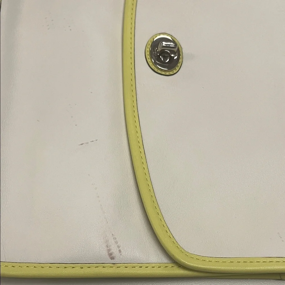 Coach White and Yellow Clutch / IPad bag